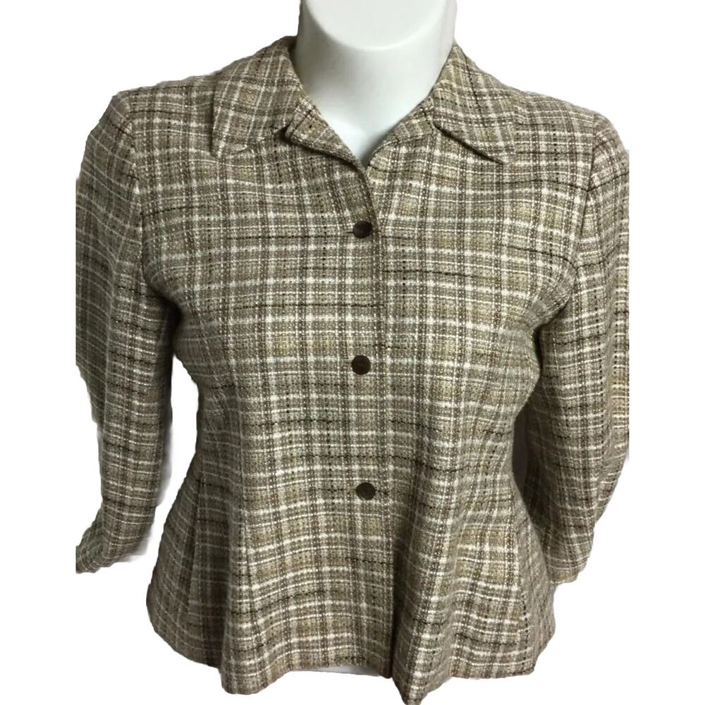 Women's vintage Jones Wear blazer 1990s Brown Plaid Size 12 With Matching Pants